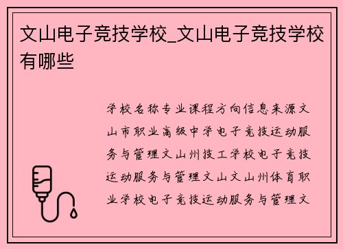 文山电子竞技学校_文山电子竞技学校有哪些